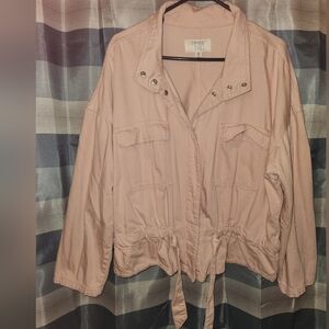 2X Time And Tru Pink Jacket, Button And Tie, Pockets, Spring, Princess, Preppy